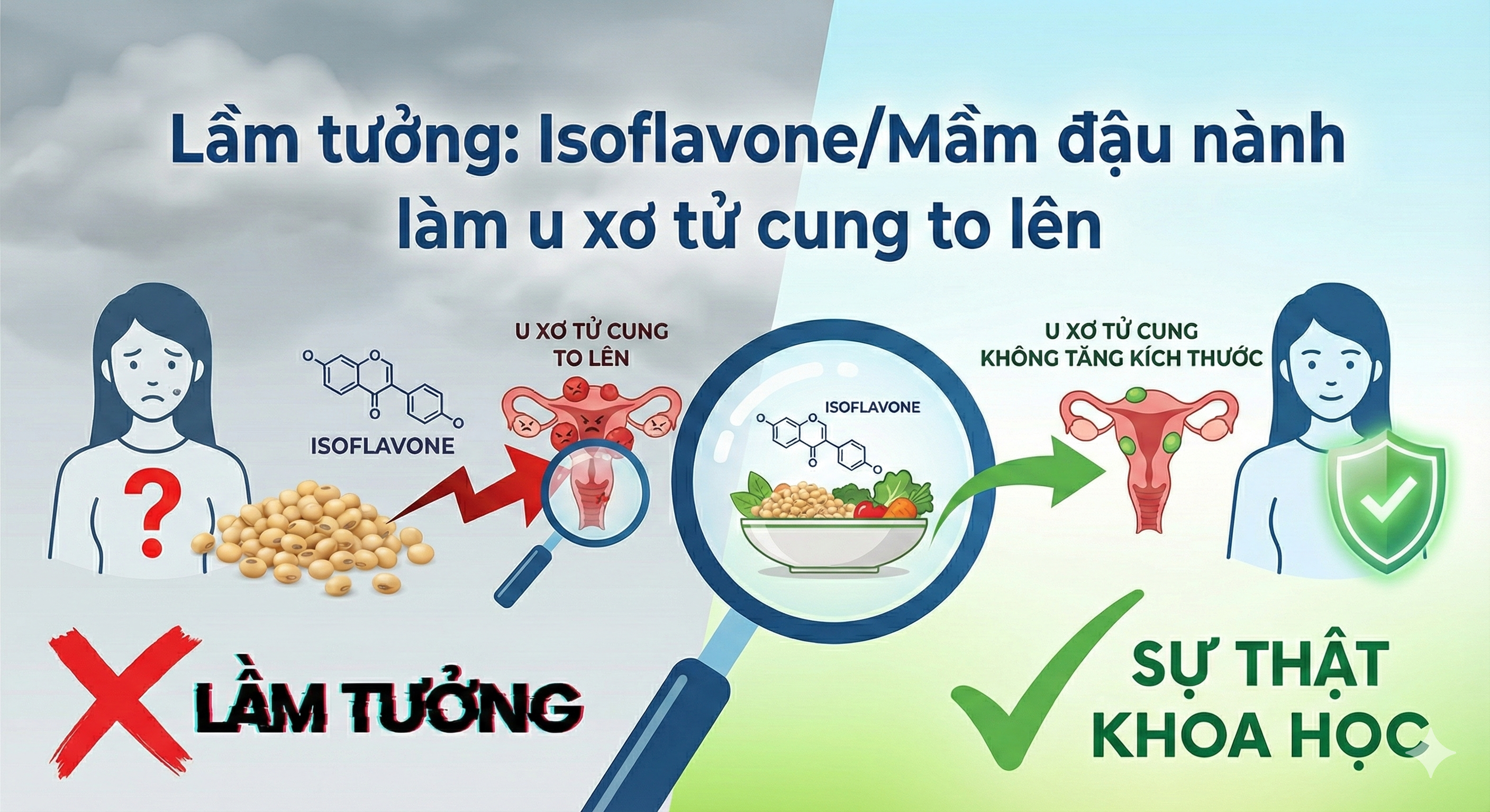 Lầm tưởng: Isoflavone/Mầm đậu nành làm u xơ tử cung to lên 1