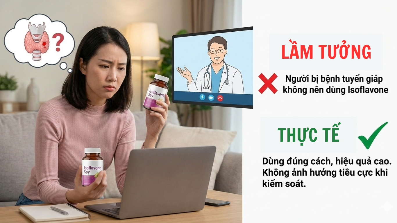 Lầm tưởng: Người bị bệnh tuyến giáp không nên dùng isoflavone đậu nành 1 Lầm tưởng: Người bị bệnh tuyến giáp không nên dùng isoflavone đậu nành 1